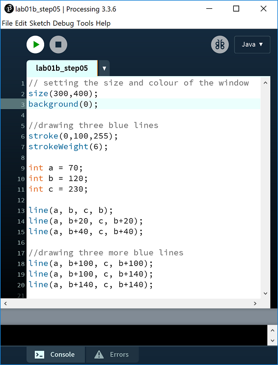 Using int data type to set the coordinates of more lines