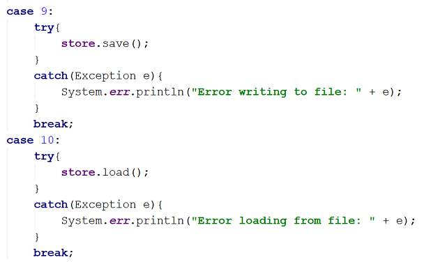 Figure 5: Code for case 9 and 10